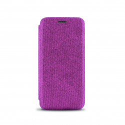 Etui folio clam tissu pour Samsung A50 - rose fuchsia