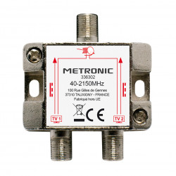 Répartiteur TV/SAT 2 sorties à fiche F blindé métal