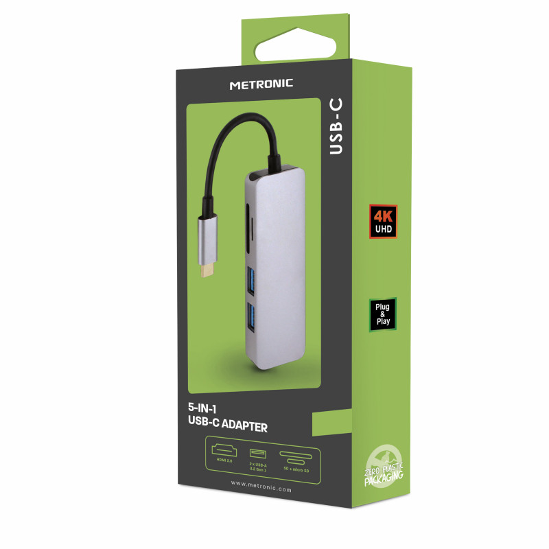 Adaptateur USB-C 5 en 1 HDMI, 2 x USB-A, SD et micro SD