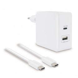 Chargeur secteur 42W (USB-C + USB-A) + câble USB-C mâle/mâle 1,2 m - blanc