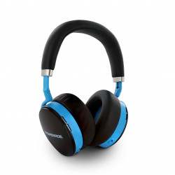 Casque audio à réduction de bruit active ANC avec bluetooth aptX - noir et bleu cyan