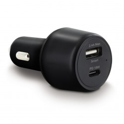 Chargeur allume-cigares 30 W double port USB-C + USB-A - noir