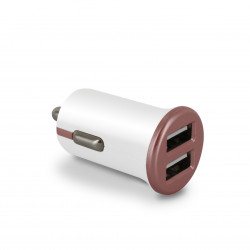 Chargeur allume-cigares Platinium 2 USB-A 2.4 A - blanc et rose