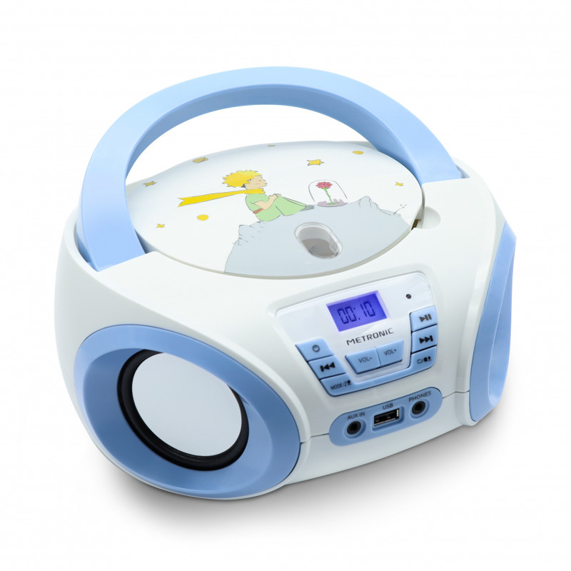 radio portable AUX , CD , FM , USB avec lecteur CD pour enfants bleu blanc