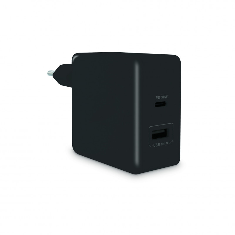 Chargeur secteur USB-A et USB-C 30 W noir