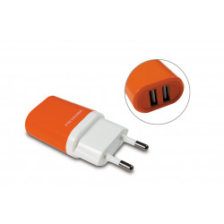 Chargeur secteur 2 USB-A 2 A - orange