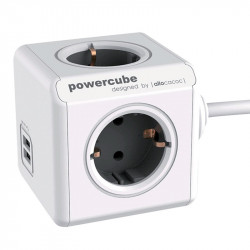 Multiprise élec. Powercube 4 prises 2 USB et câble secteur 1,5 m