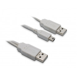 Câble USB A mâle/mini USB 2.0 en Y 1 m - blanc