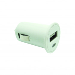 Chargeur allume-cigares 1 USB-A 1 A + câble micro-USB - blanc