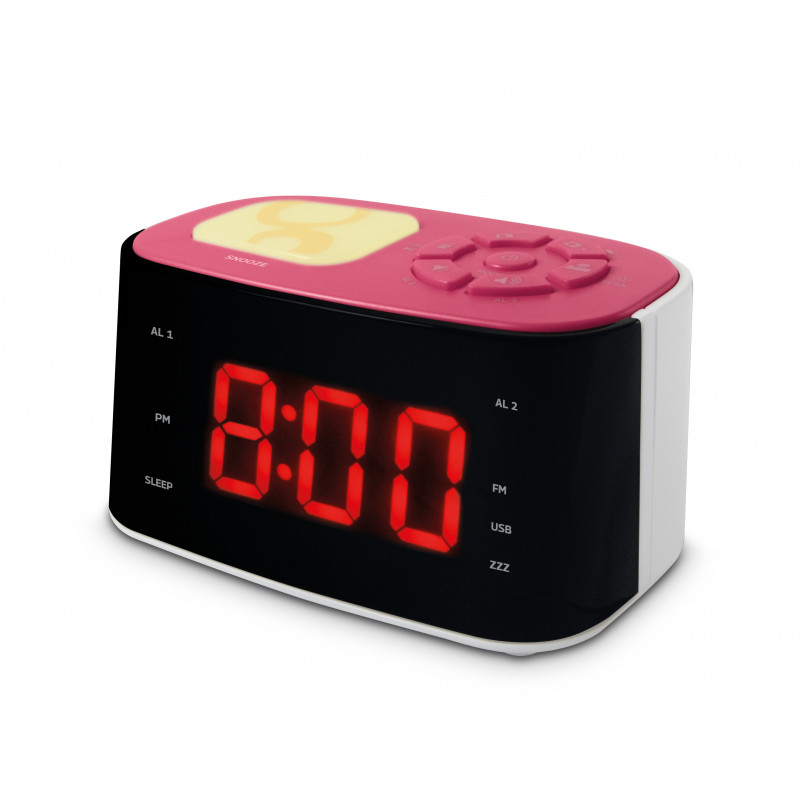 Extsud réveil enfant, réveil numérique rechargeable avec écran led, 2  alarmes, veilleuse, fonction snooze lampe de réveil horloge de chevet réveil