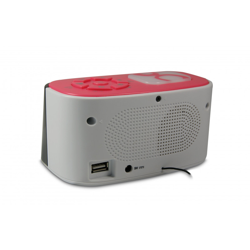 Radio-réveil FM numérique à DEL Westclox avec 2 ports de chargement USB,  rouge, 1,4 po
