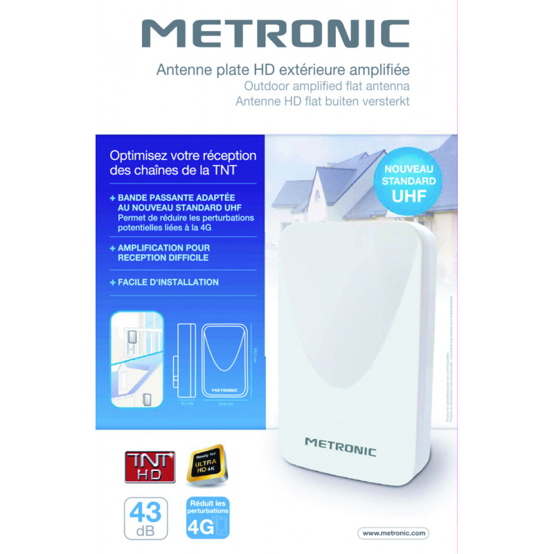 Accessoire TV vidéo Metronic Antenne d'extérieur plate HD