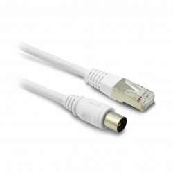 Câble TV coaxial et Ethernet mâle/mâle RJ45 - 2 m - blanc