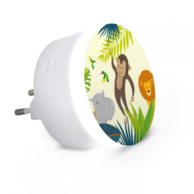 Chargeur secteur Jungle veilleuse rond 2 USB-A - 2.1 A - blanc