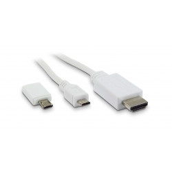 Câble micro USB MHL micro B /HDMI mâle 1,5 m - blanc