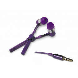 Ecouteurs intra auriculaire avec micro et zip anti-nœuds 1,2 m - violet