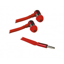 Ecouteurs intra auriculaire avec micro et cordon en tissu 1,2 m - rouge