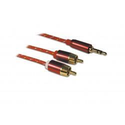 Câble audio jack stéréo 3,5 mm mâle/2 RCA mâle 1 m - noir et rouge