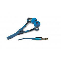 Ecouteurs intra auriculaire avec micro et zip anti-nœuds 1,2 m - bleu