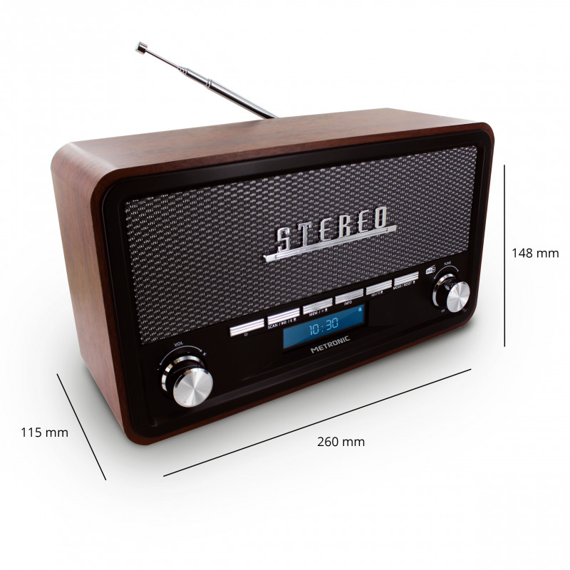 Radio Vintage numérique Bluetooth, DAB+ et FM RDS
