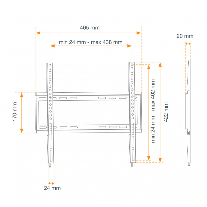 Support TV fixe 106 à 140 cm