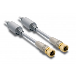 Câble TV satellite coaxial fiches F mâle/mâle 10 m - gris