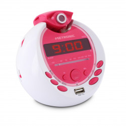 Radio-réveil Pop Pink FM projection double alarme avec port USB