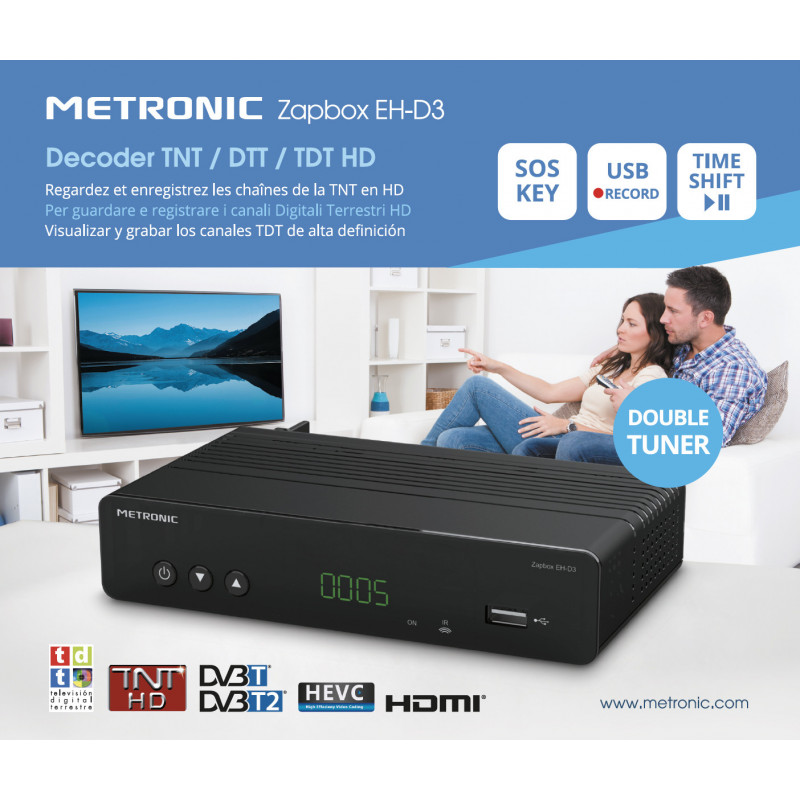 METRONIC Décodeur TNT Zapbox EH-D3 double tuner +