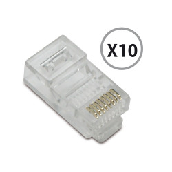 Fiche (lot de 10) RJ45 mâle à sertir contacts dorés