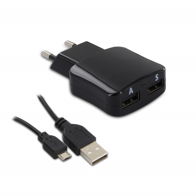 One + Chargeur Embout Secteur Sans Cable-2,4A-1 USB-Noir
