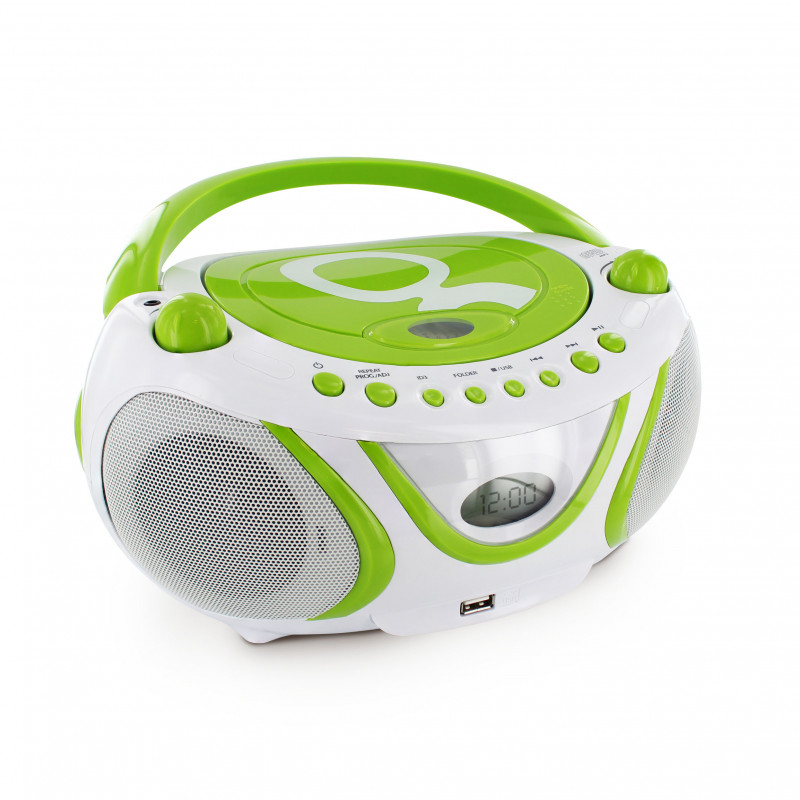 Lecteur CD MP3 enfant avec port USB - blanc et vert