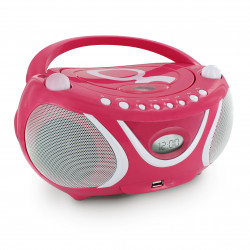 Lecteur CD MP3 enfant avec port USB, FM - rose et blanc