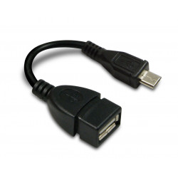 Câble micro USB OTG micro B /A fem. - noir