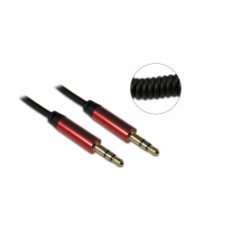 Câble audio jack stéréo 3,5 mm mâle/mâle spirale 1 m - noir et rouge