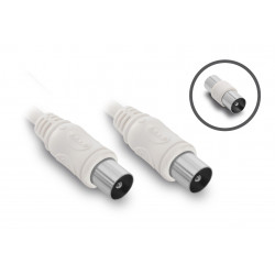 Câble TV coaxial 9,52 mm mâle/mâle + adaptateurs universels 5 m - blanc