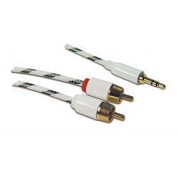 Câble audio jack stéréo 3,5 mm mâle/2 RCA mâle 1 m - noir et blanc