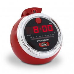 Radio-réveil Cherry FM USB projection double alarme - rouge