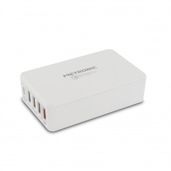 Chargeur bureau 3 USB-A Smart IC + 1 USB-A Quick Charge + 1 USB-C - blanc