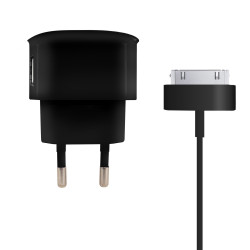 Chargeur secteur 1 USB-A 1 A + câble dock 1 m - noir