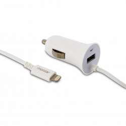 Chargeur allume-cigares lightning MFI 2.1 A avec port USB - blanc