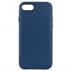 Coque rigide cuir PU pour iPhone 7/8/SE 2020 - bleue