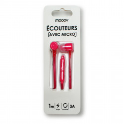 Ecouteurs Neon intra auriculaire avec micro 1,2 m - rose