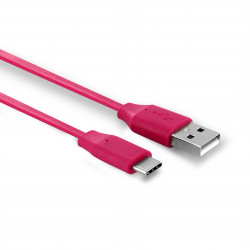 Câble USB 2.0 USB-A mâle/USB-C mâle plat 1 m - rose fuchsia