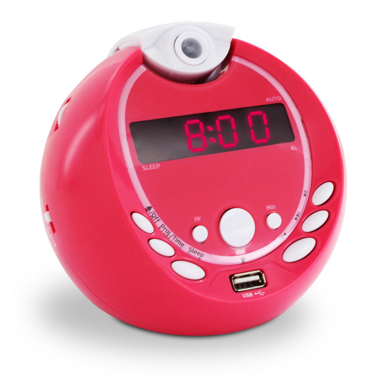 RADIO-REVEIL FM ET USB DE CHARGE ROUGE