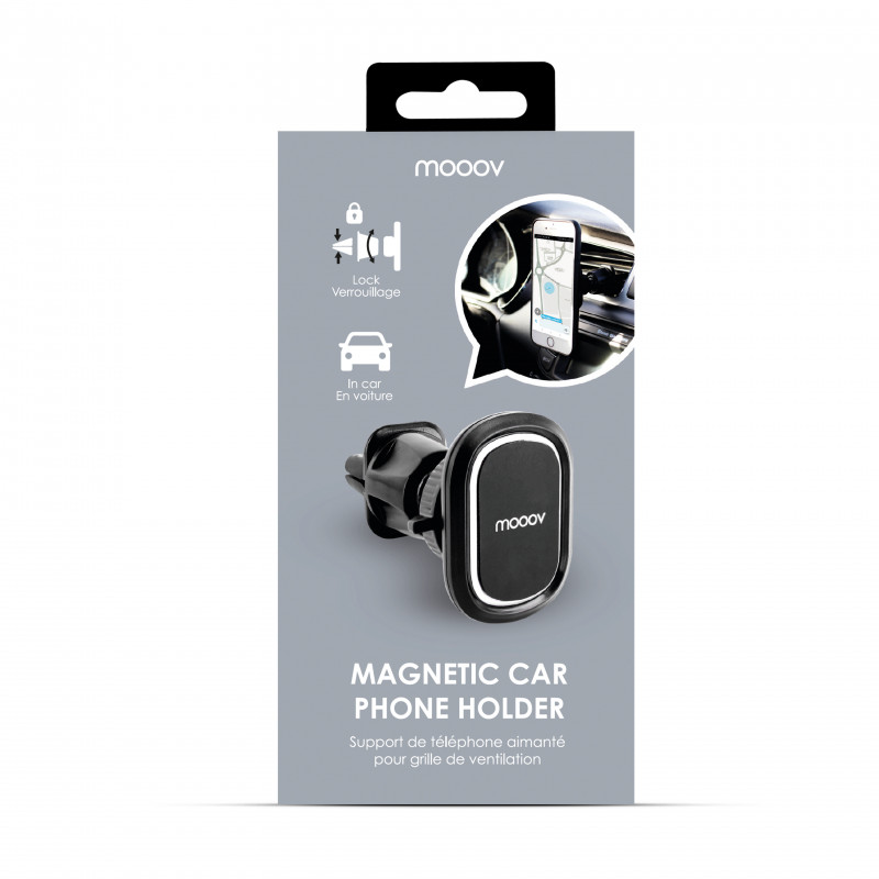 Support Voiture Magnetique pour Telephone Aimant Noir Ventilateur