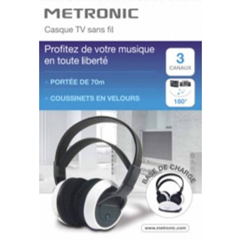 Metronic 480192 - Casque TV sans fil avec entrée audio numérique - noir -  Casque - LDLC