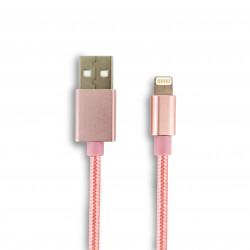 Câble MFI / USB-A nylon pour iPhone iPad 1 m - rose or