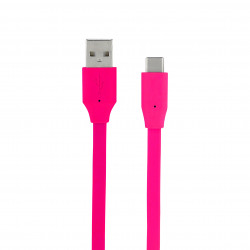 Câble USB-C Neon /USB-A plat 1 m - rose