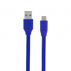 Câble USB-C Neon /USB-A plat 1 m - bleu