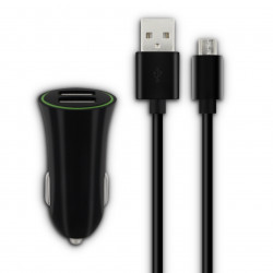 Chargeur allume-cigares 2 USB-A 2,4 A + câble micro-USB 1 m - noir